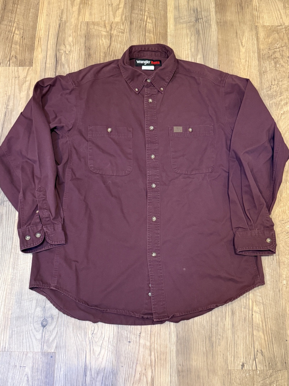 Wrangler Men's Burgundy Button-Up Work Shirt